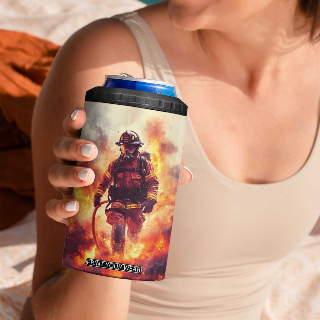 Firefighter Proud 4 in 1 Can Cooler Tumbler Personalized TS04 Print Your Wear
