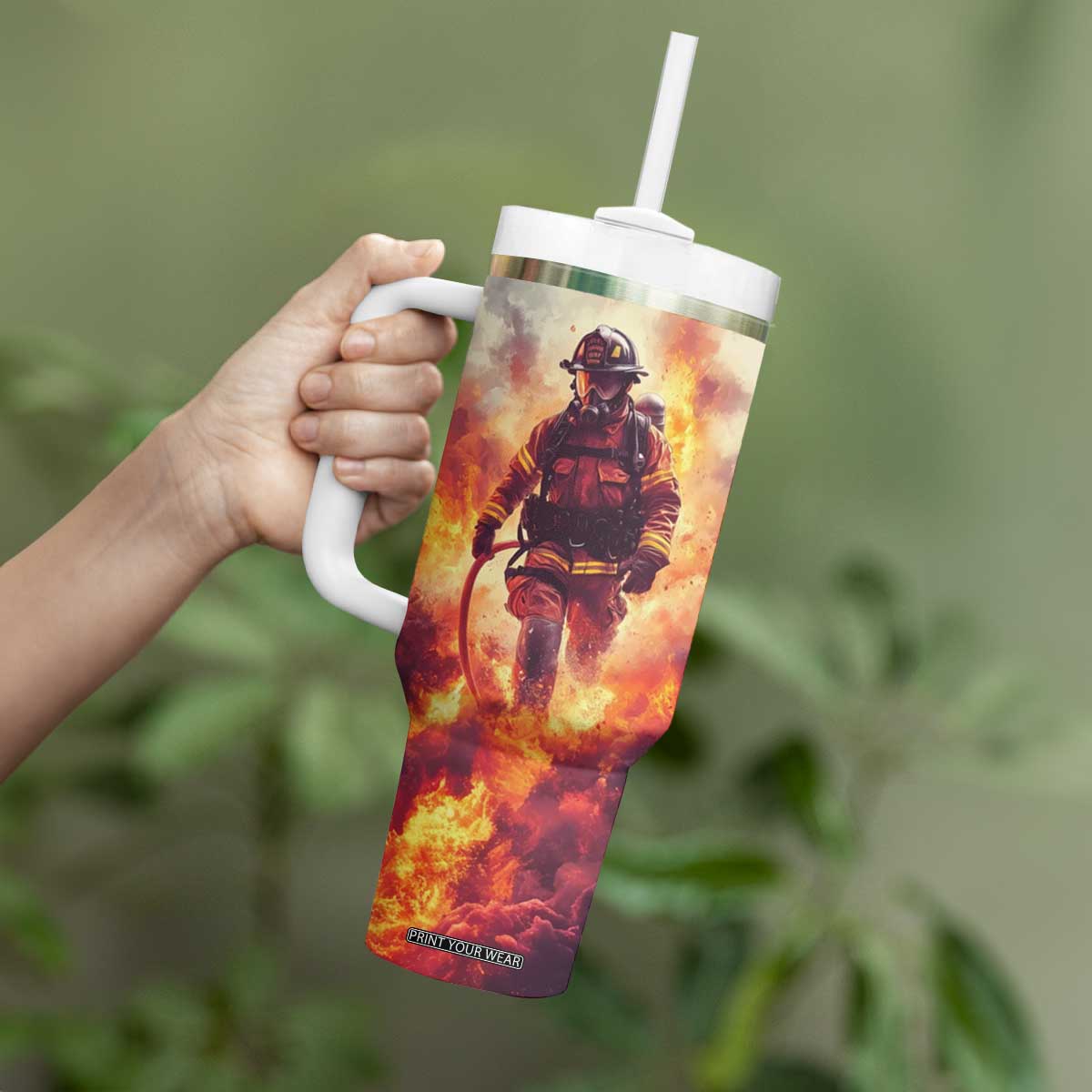 Firefighter Proud Tumbler With Handle Personalized TS04 Print Your Wear