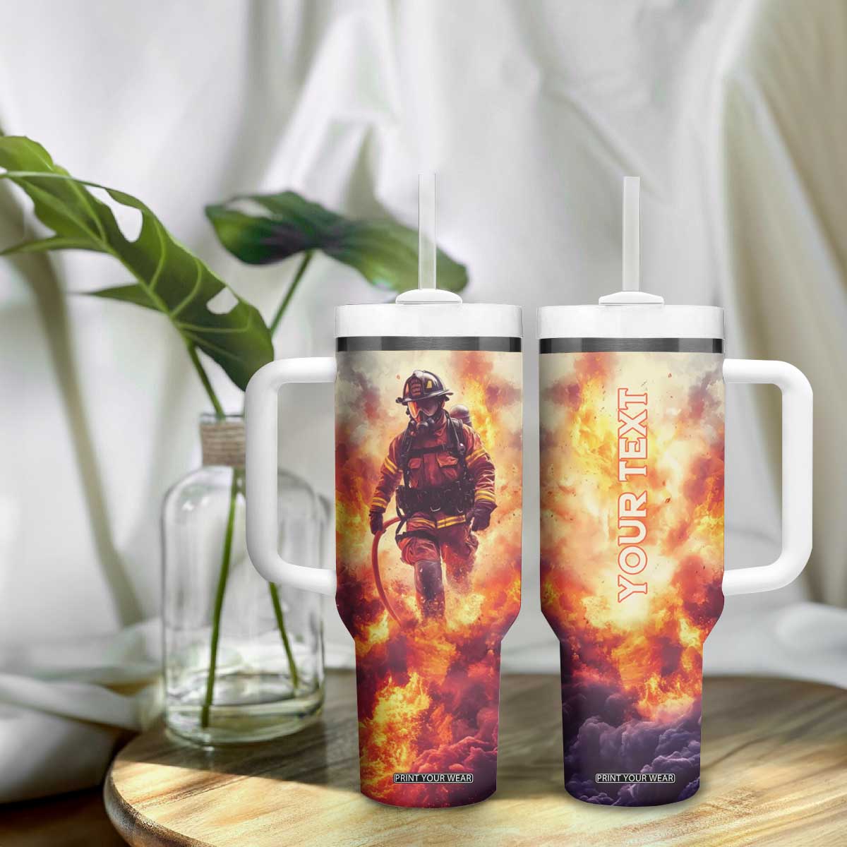Firefighter Proud Tumbler With Handle Personalized TS04 Print Your Wear