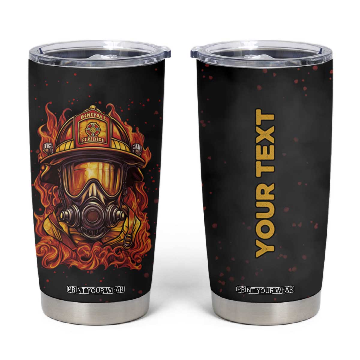 Firefighter Mask Vintage Tumbler Cup Personalized TS04 Multicolor Print Your Wear