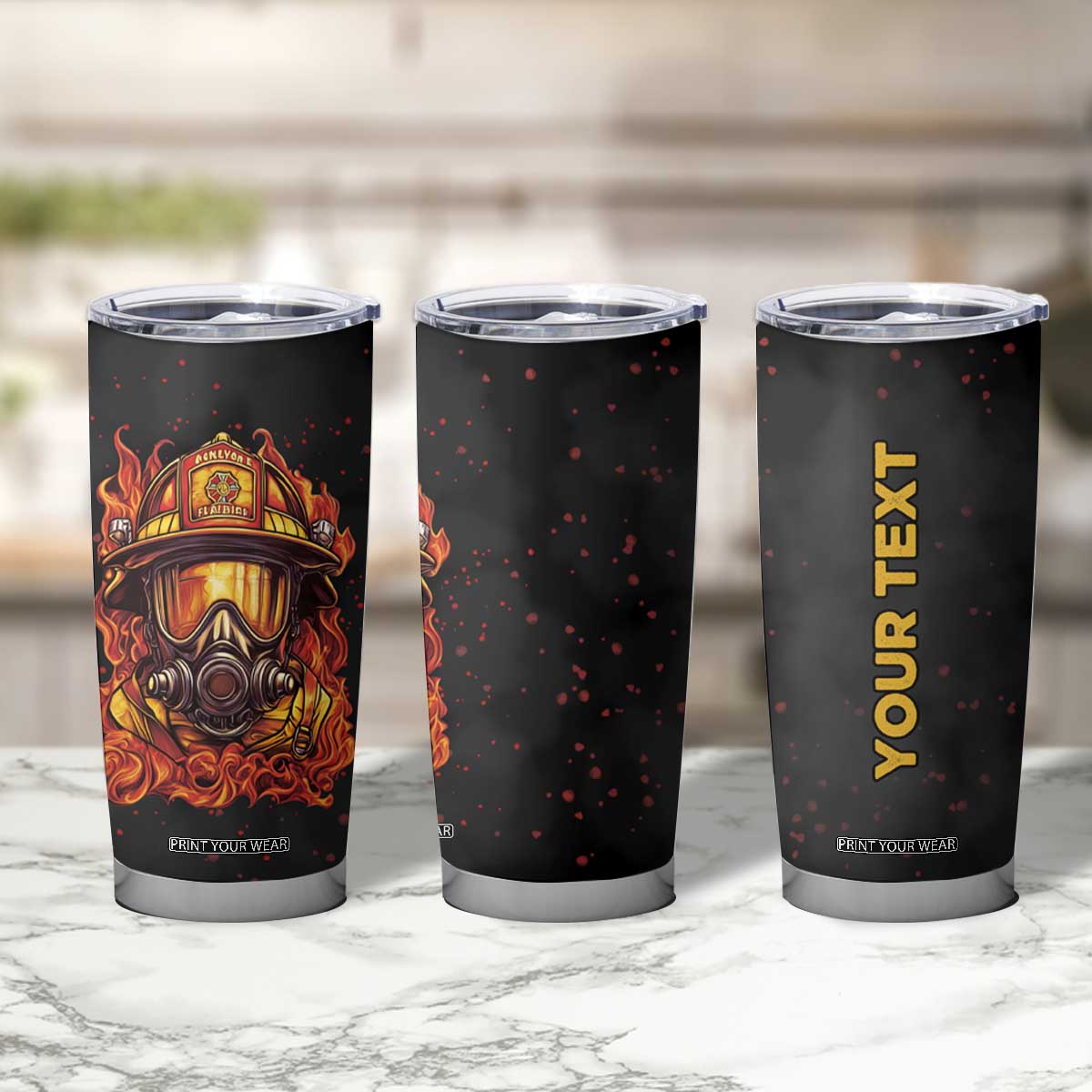 Firefighter Mask Vintage Tumbler Cup Personalized TS04 Print Your Wear