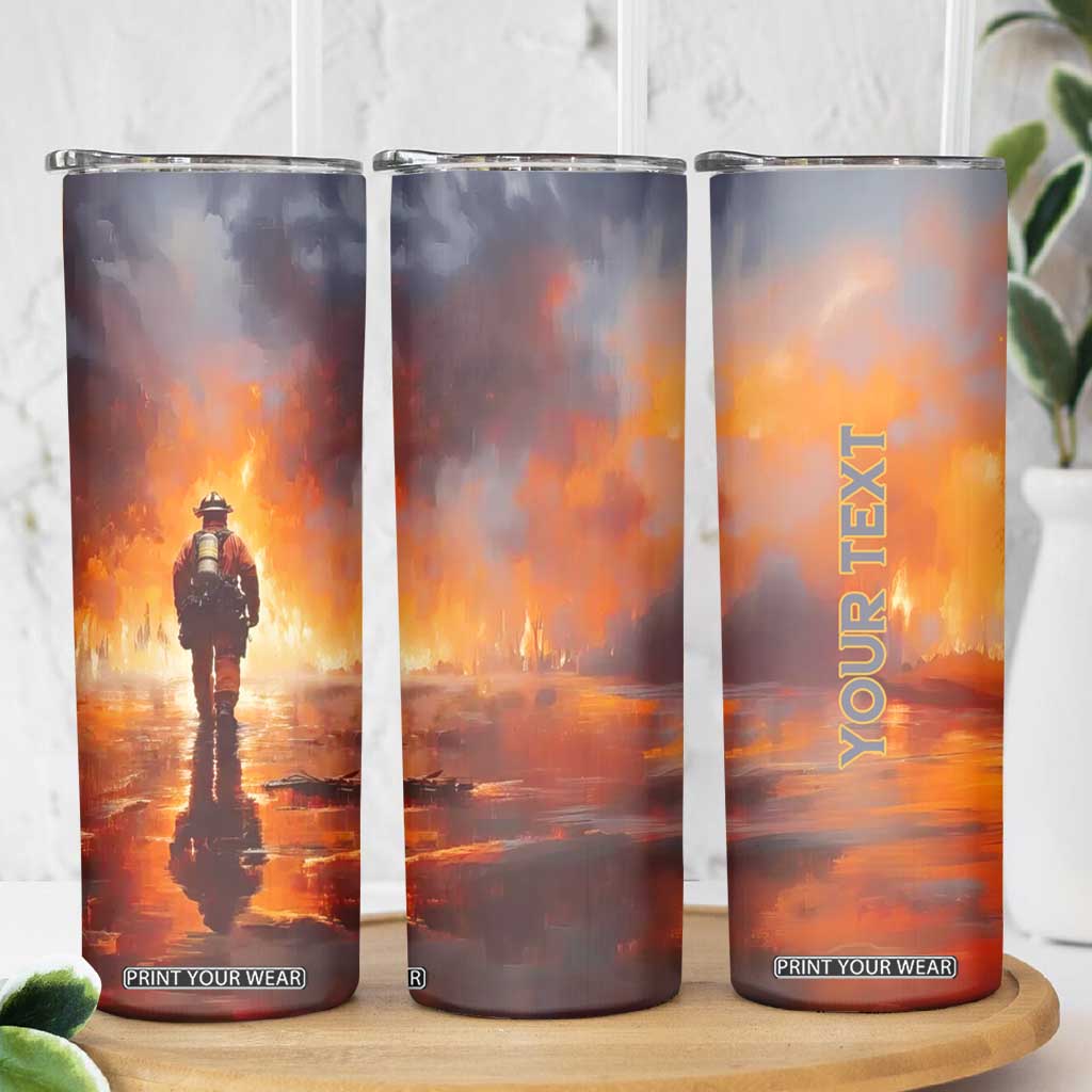 Firefighter Walking Through Fire Skinny Tumbler Personalized TS04 Print Your Wear