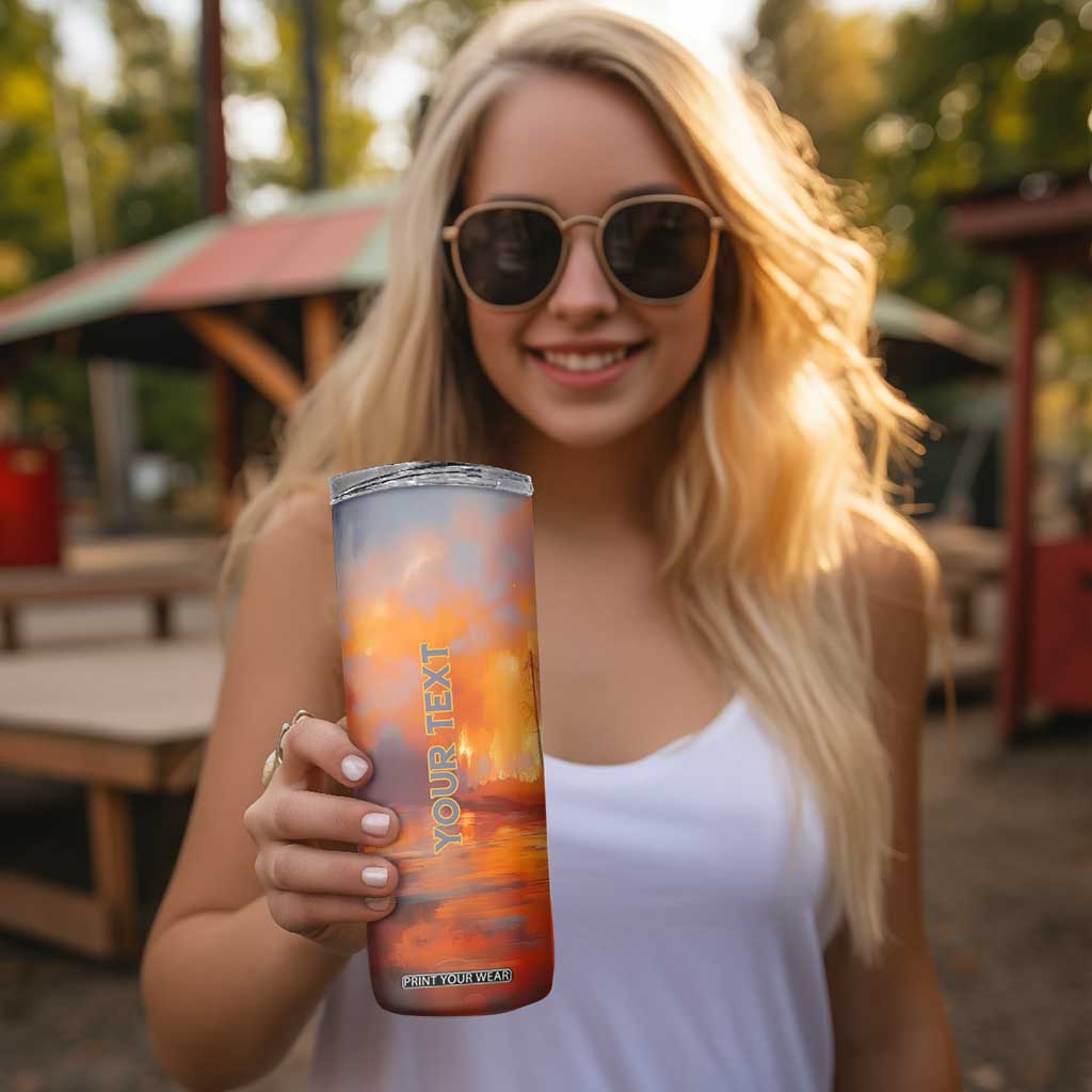 Firefighter Walking Through Fire Skinny Tumbler Personalized TS04 Print Your Wear