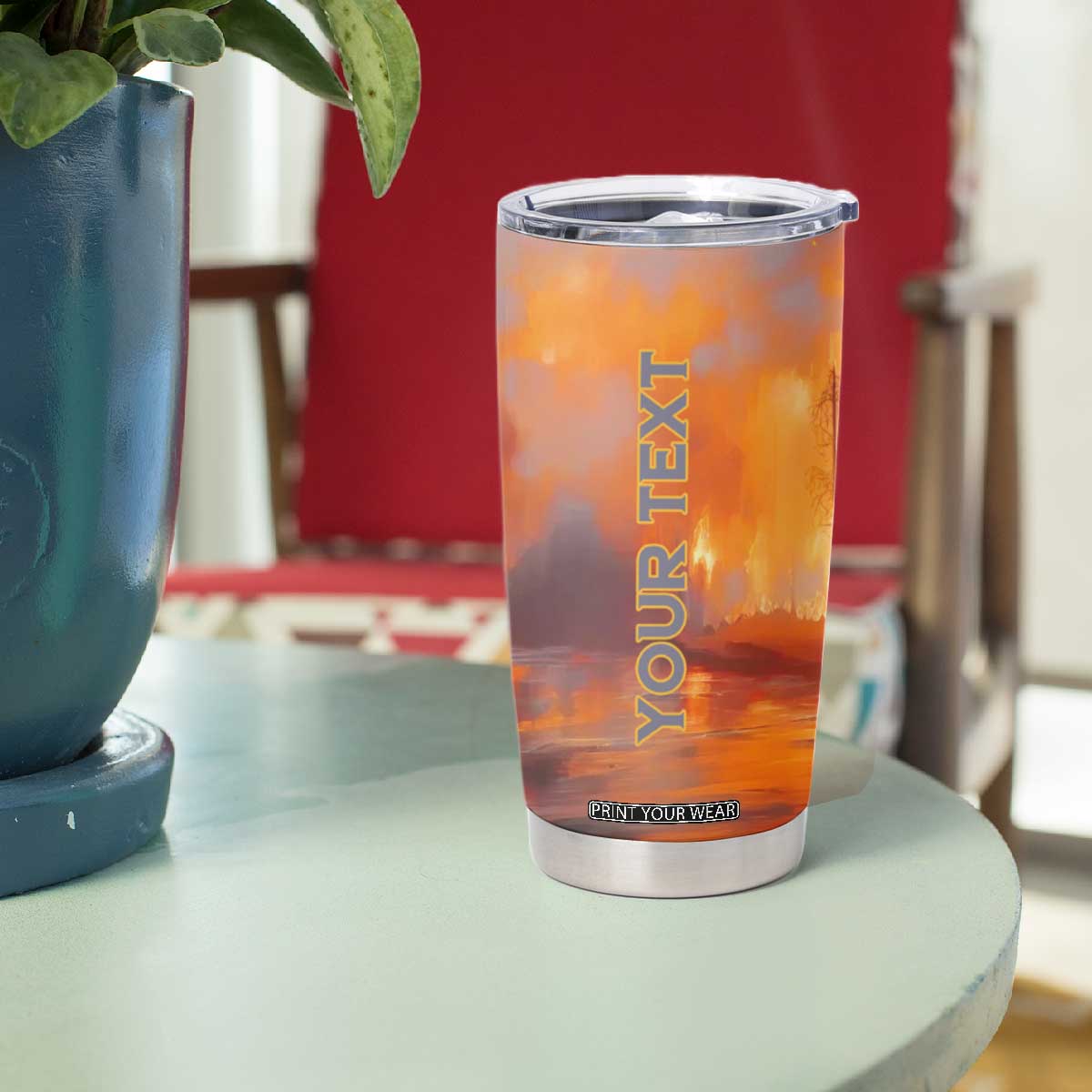Firefighter Walking Through Fire Tumbler Cup Personalized TS04 Print Your Wear