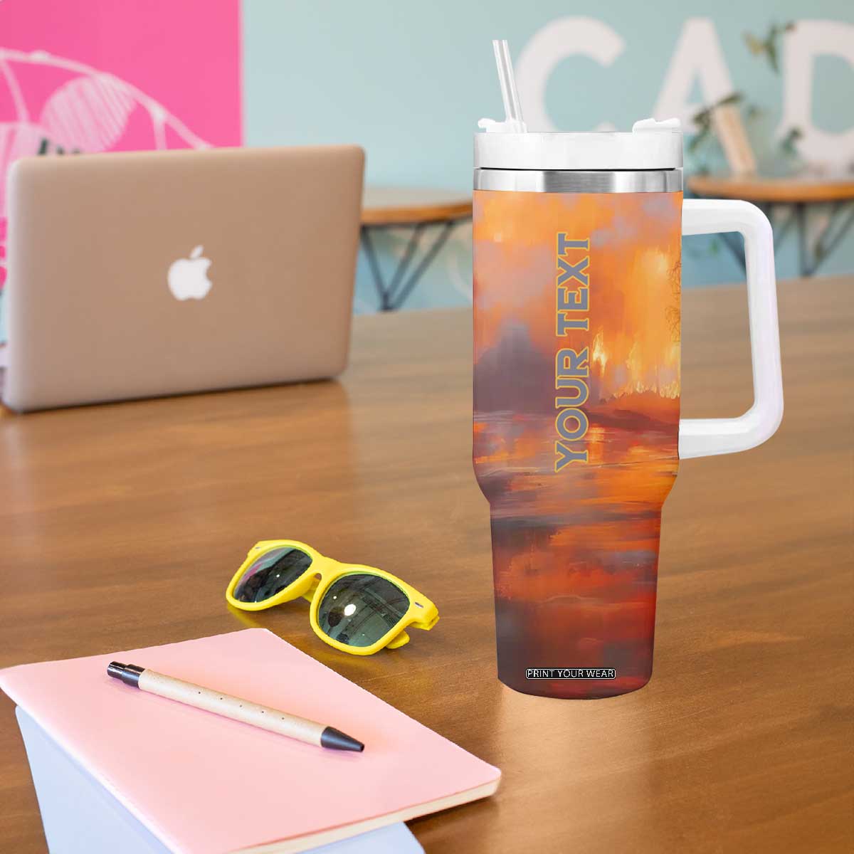 Firefighter Walking Through Fire Tumbler With Handle Personalized TS04 Print Your Wear