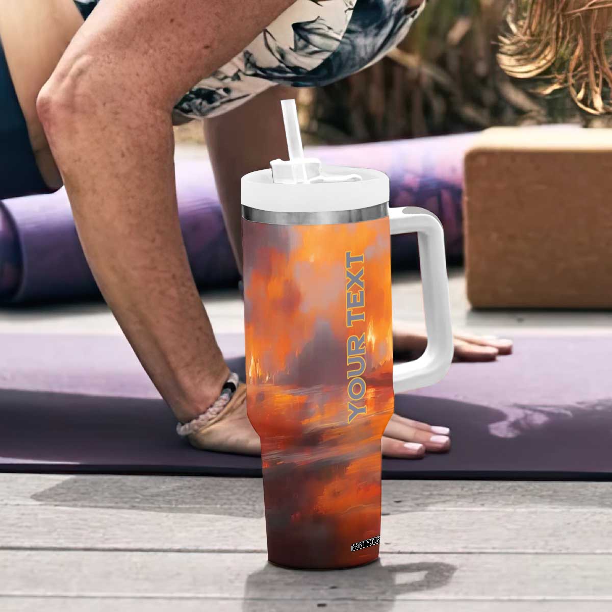 Firefighter Walking Through Fire Tumbler With Handle Personalized TS04 Print Your Wear