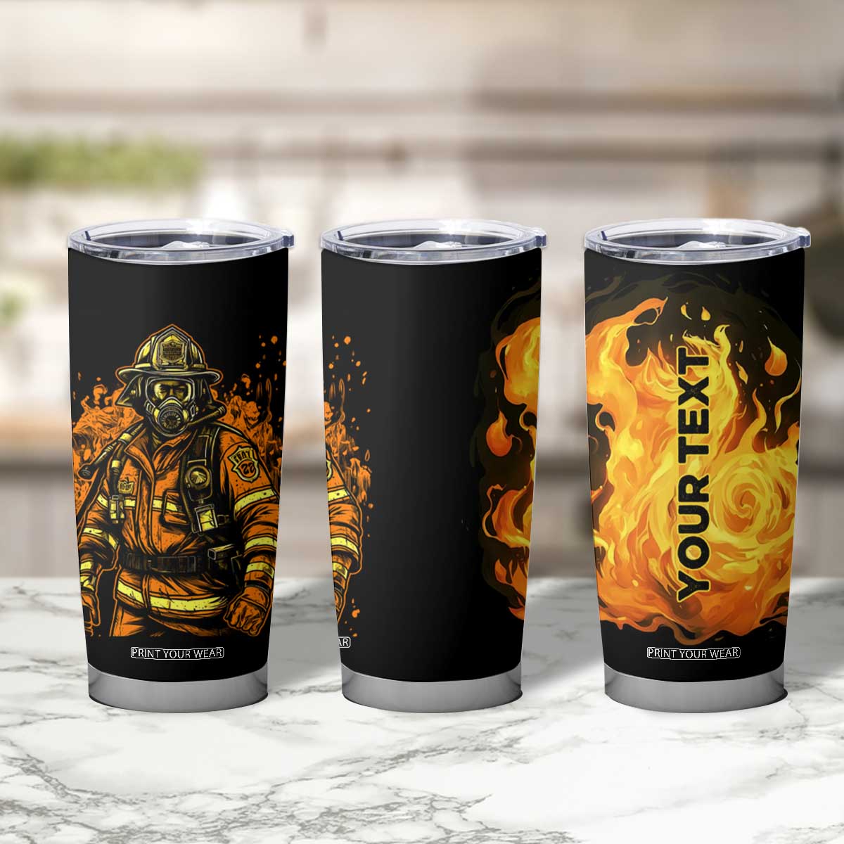 Brave Firefighter Tumbler Cup Personalized TS04 Print Your Wear