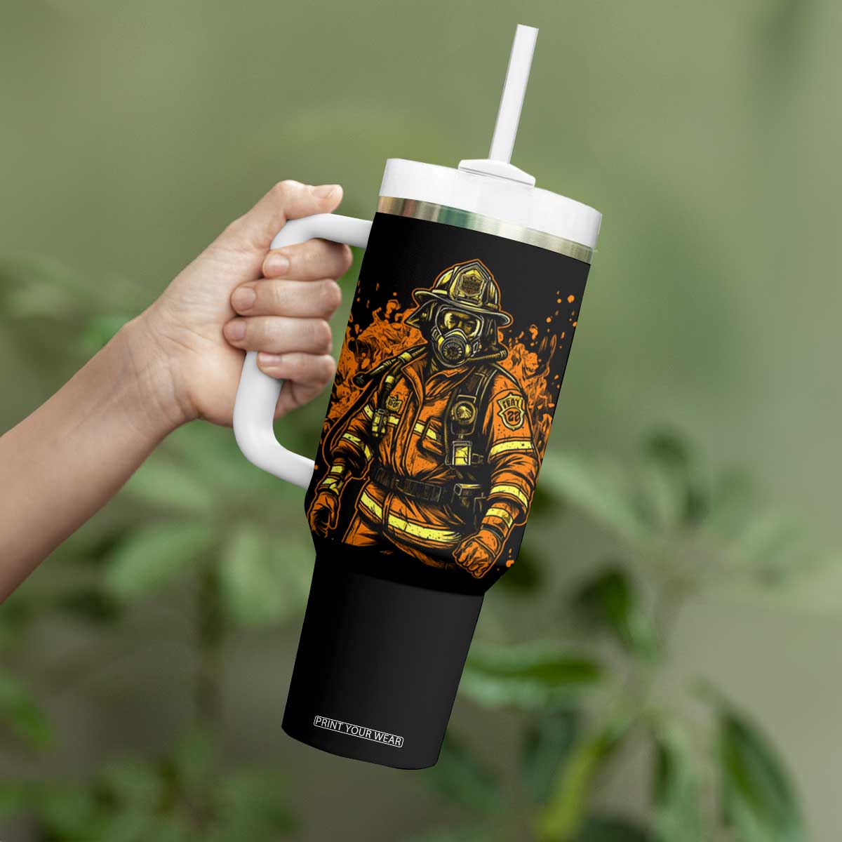 Brave Firefighter Tumbler With Handle Personalized TS04 Print Your Wear