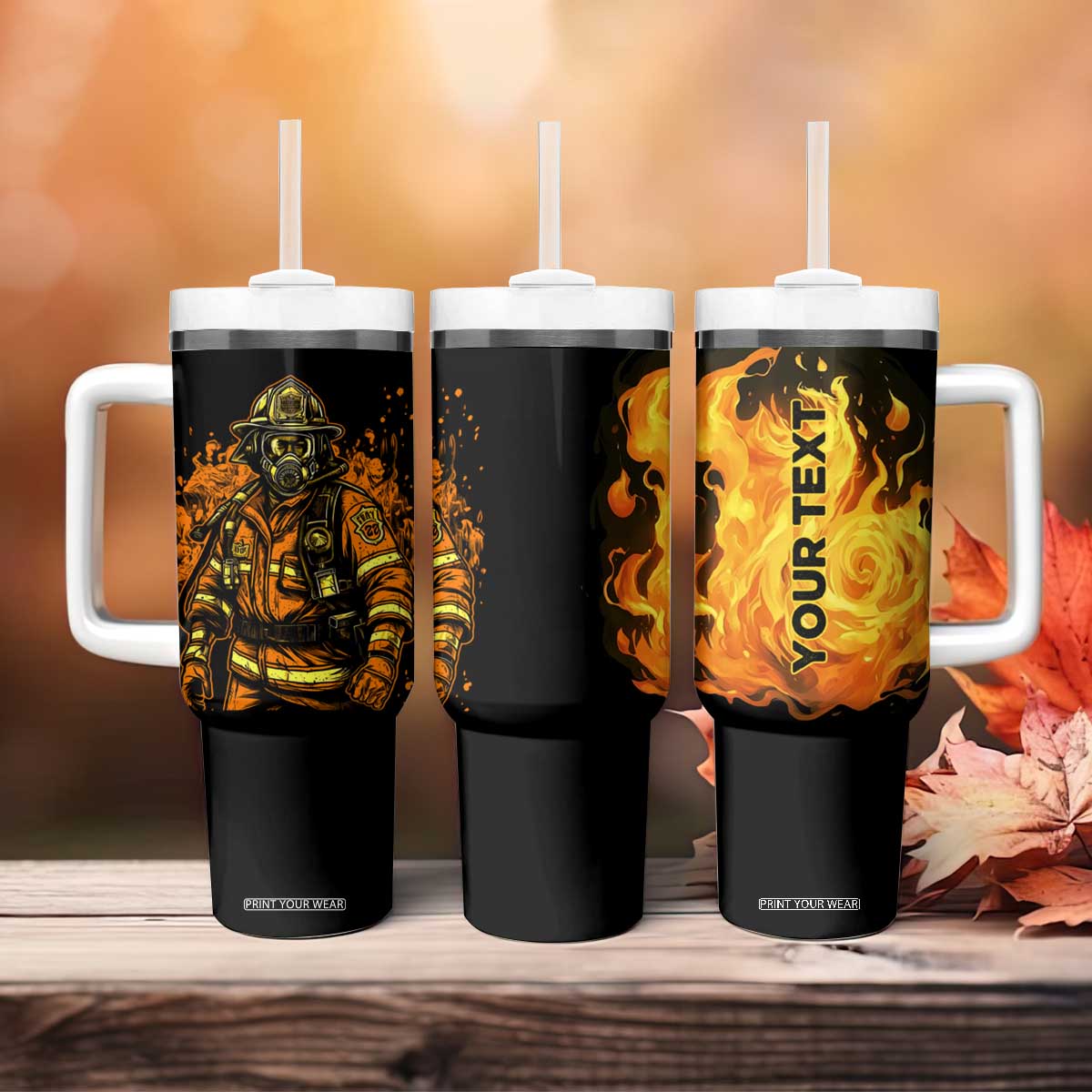 Brave Firefighter Tumbler With Handle Personalized TS04 Print Your Wear