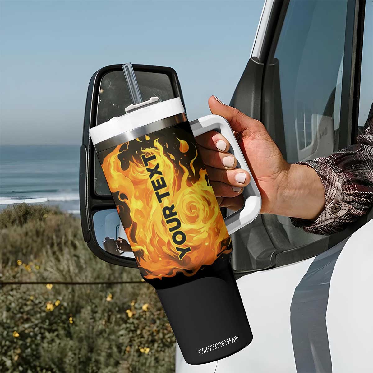 Brave Firefighter Tumbler With Handle Personalized TS04 Print Your Wear