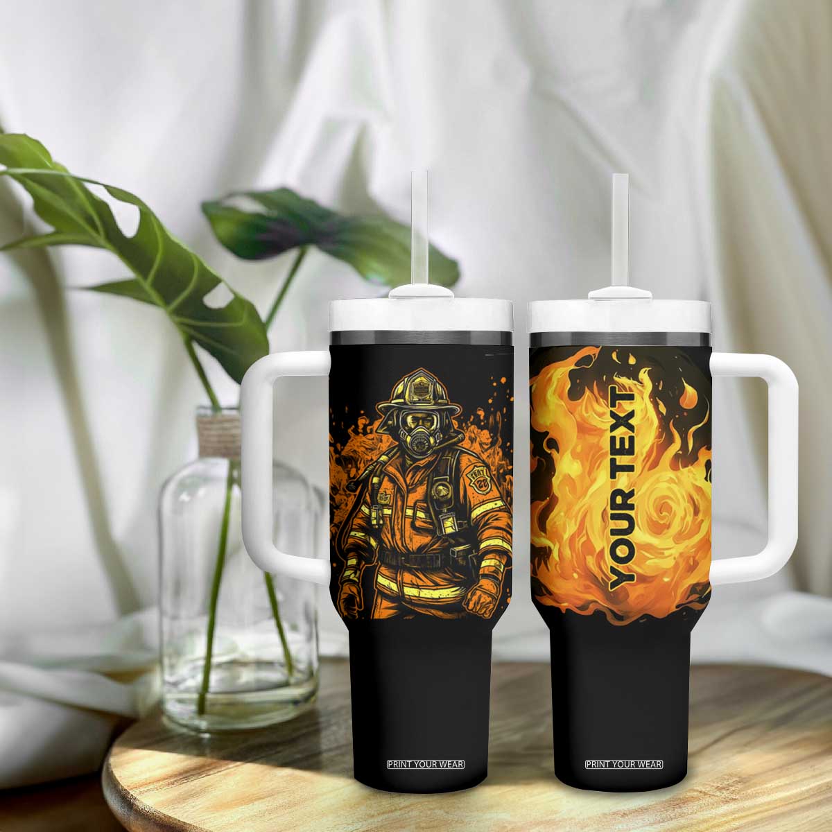 Brave Firefighter Tumbler With Handle Personalized TS04 Print Your Wear