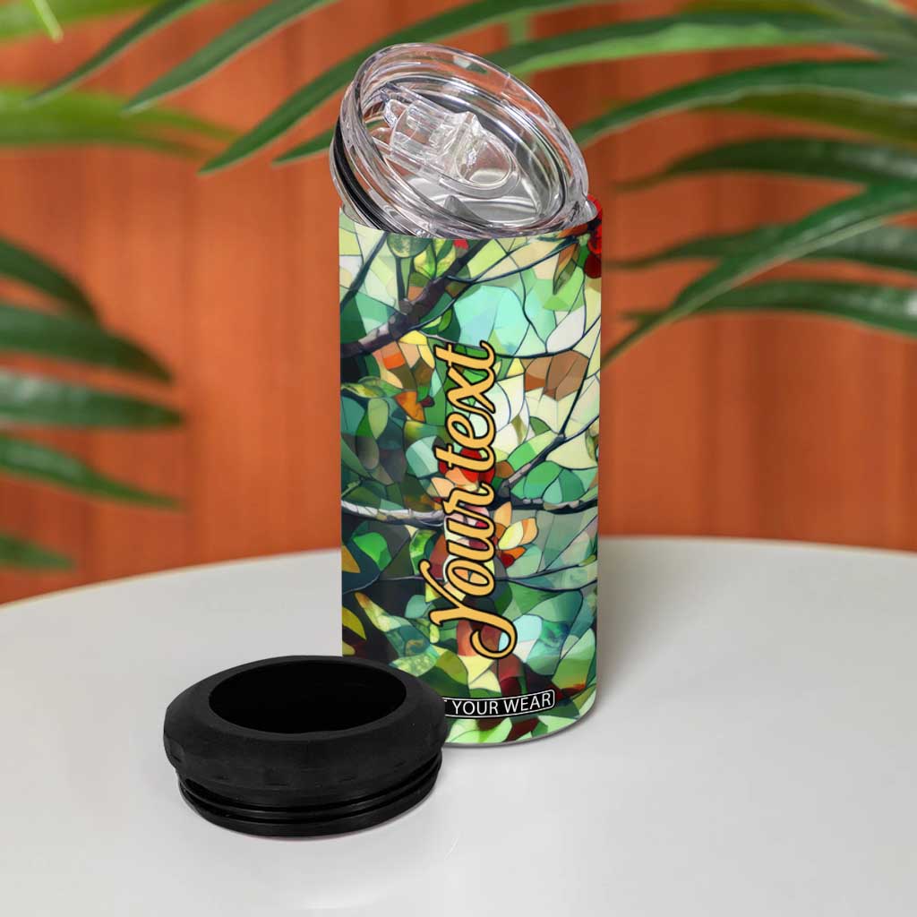 Cardinal Stained Glass Style 4 in 1 Can Cooler Tumbler Personalized TS04 Print Your Wear