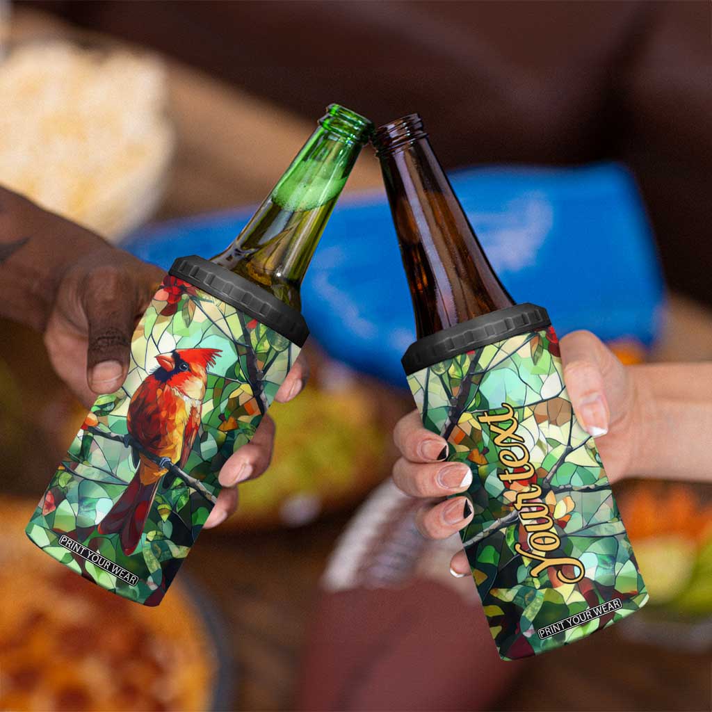 Cardinal Stained Glass Style 4 in 1 Can Cooler Tumbler Personalized TS04 Print Your Wear