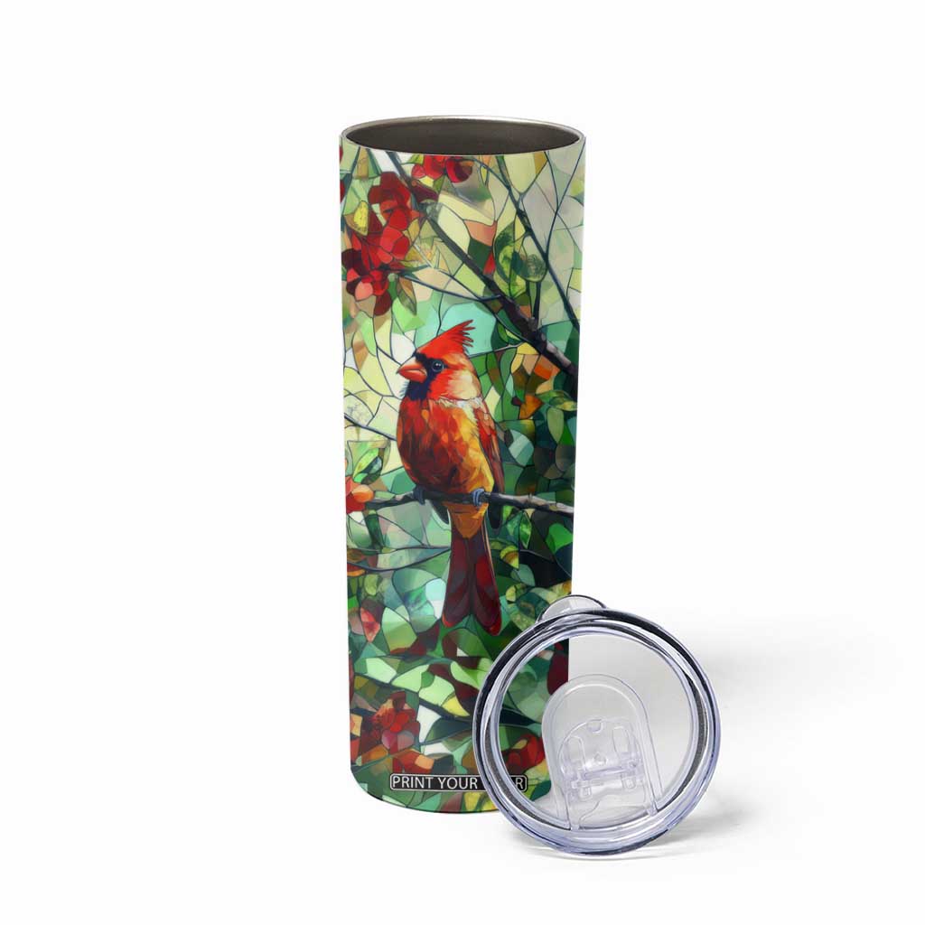 Cardinal Stained Glass Style Skinny Tumbler Personalized TS04 Print Your Wear