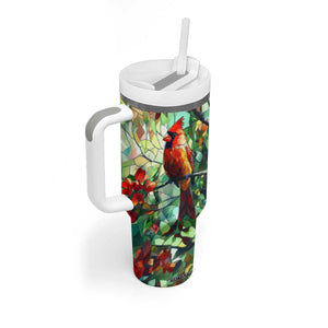 Cardinal Stained Glass Style Tumbler With Handle Personalized TS04 Print Your Wear