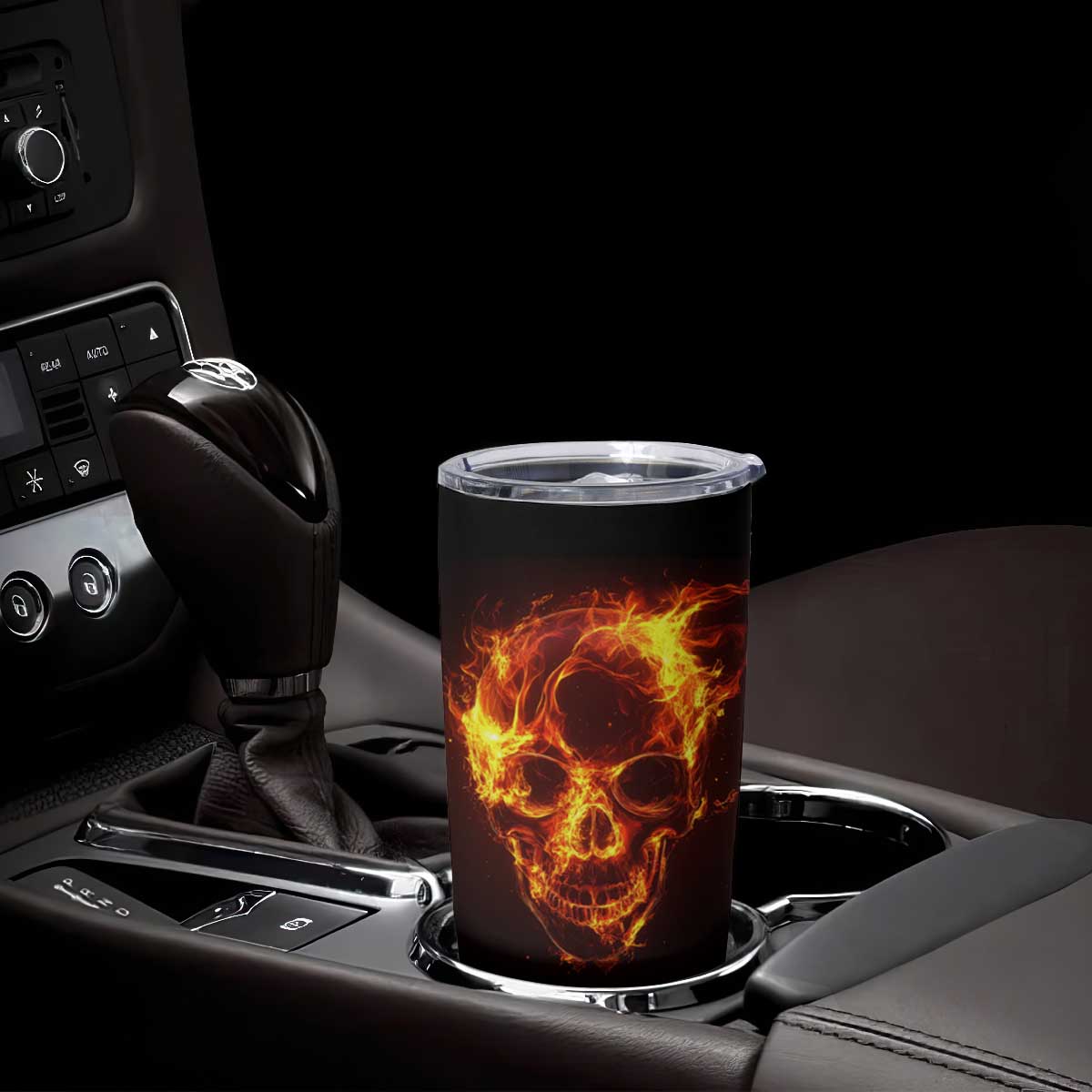 Skull On Fire Tumbler Cup Personalized TS04 Print Your Wear