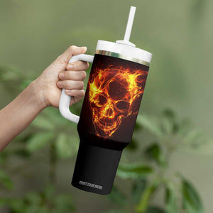 Skull On Fire Tumbler With Handle Personalized TS04 Print Your Wear