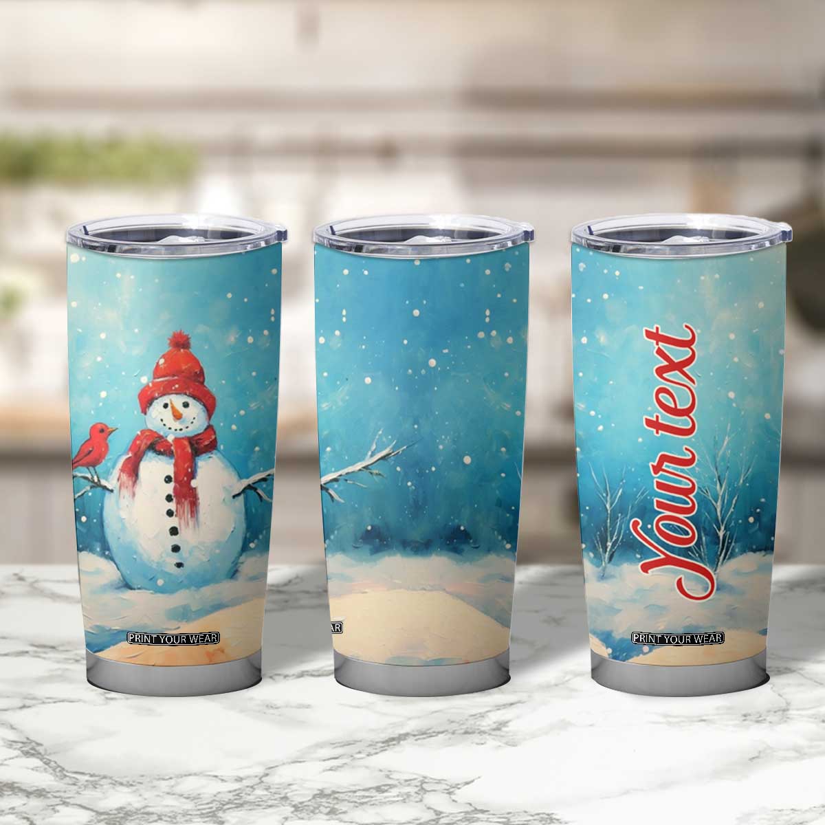 Snowman Painting Style Tumbler Cup Personalized TS04 Print Your Wear