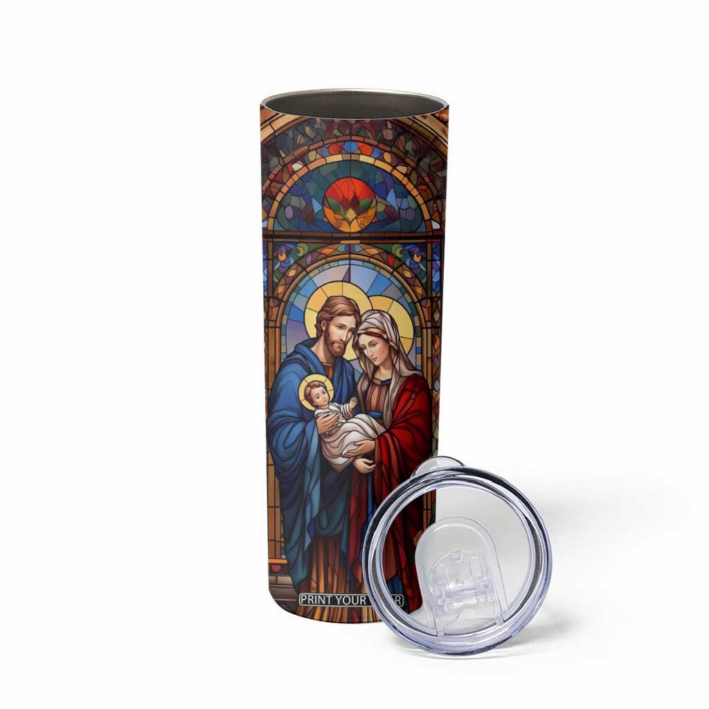Faith Nativity Colorful Stained Glass Skinny Tumbler Personalized TS04 Print Your Wear