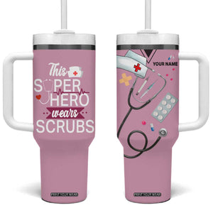 This Super Hero Wears Scrubs Tumbler With Handle Personalized TS04 One Size: 40 oz Multicolor Print Your Wear