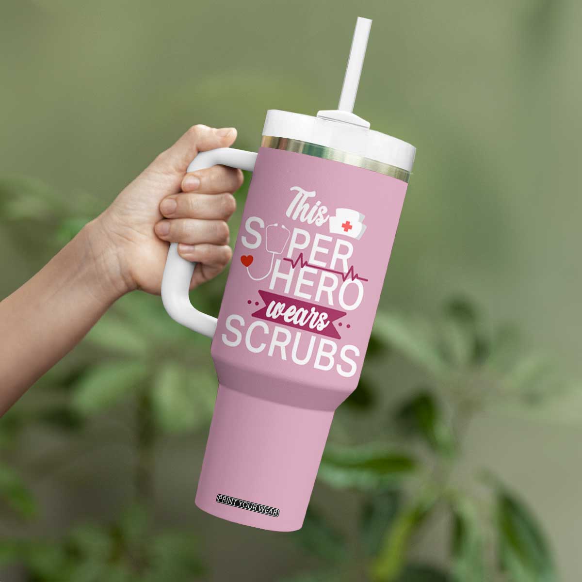This Super Hero Wears Scrubs Tumbler With Handle Personalized TS04 Print Your Wear