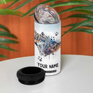 Wisdom From A Wolf 4 in 1 Can Cooler Tumbler Personalized TS04 Print Your Wear
