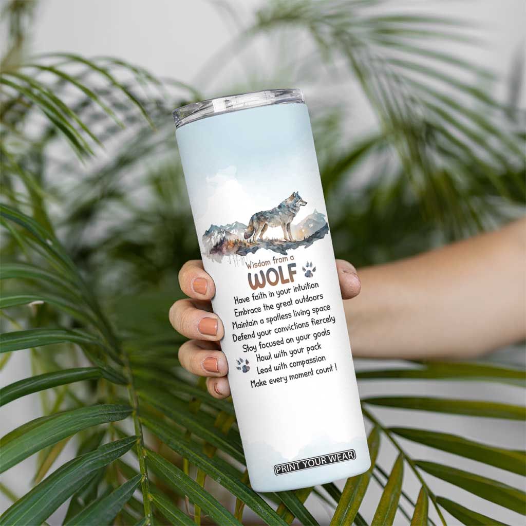 Wisdom From A Wolf Skinny Tumbler Personalized TS04 Print Your Wear