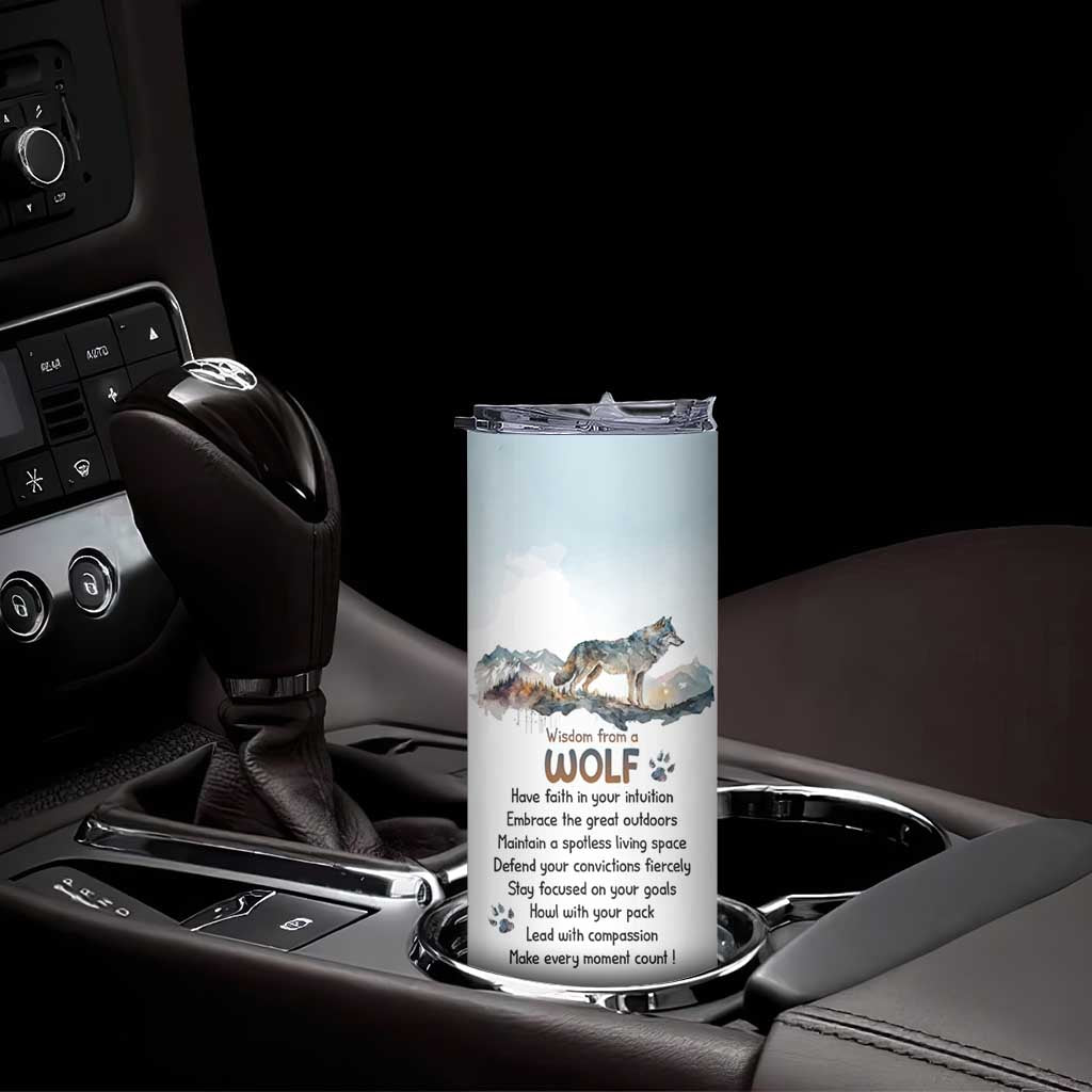 Wisdom From A Wolf Skinny Tumbler Personalized TS04 Print Your Wear