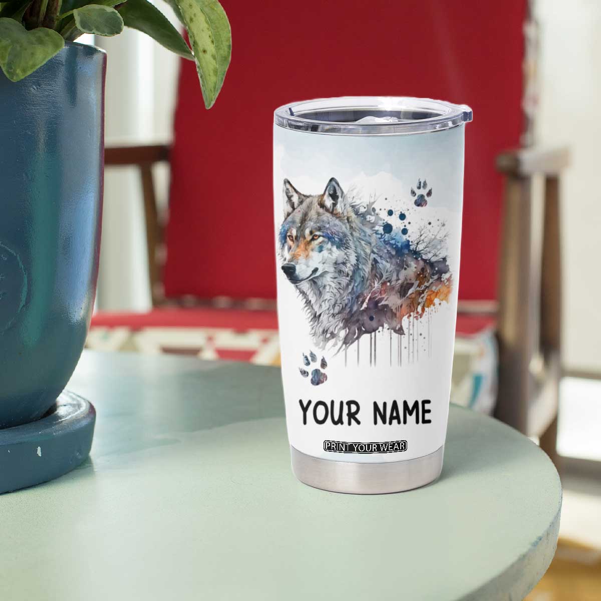 Wisdom From A Wolf Tumbler Cup Personalized TS04 Print Your Wear