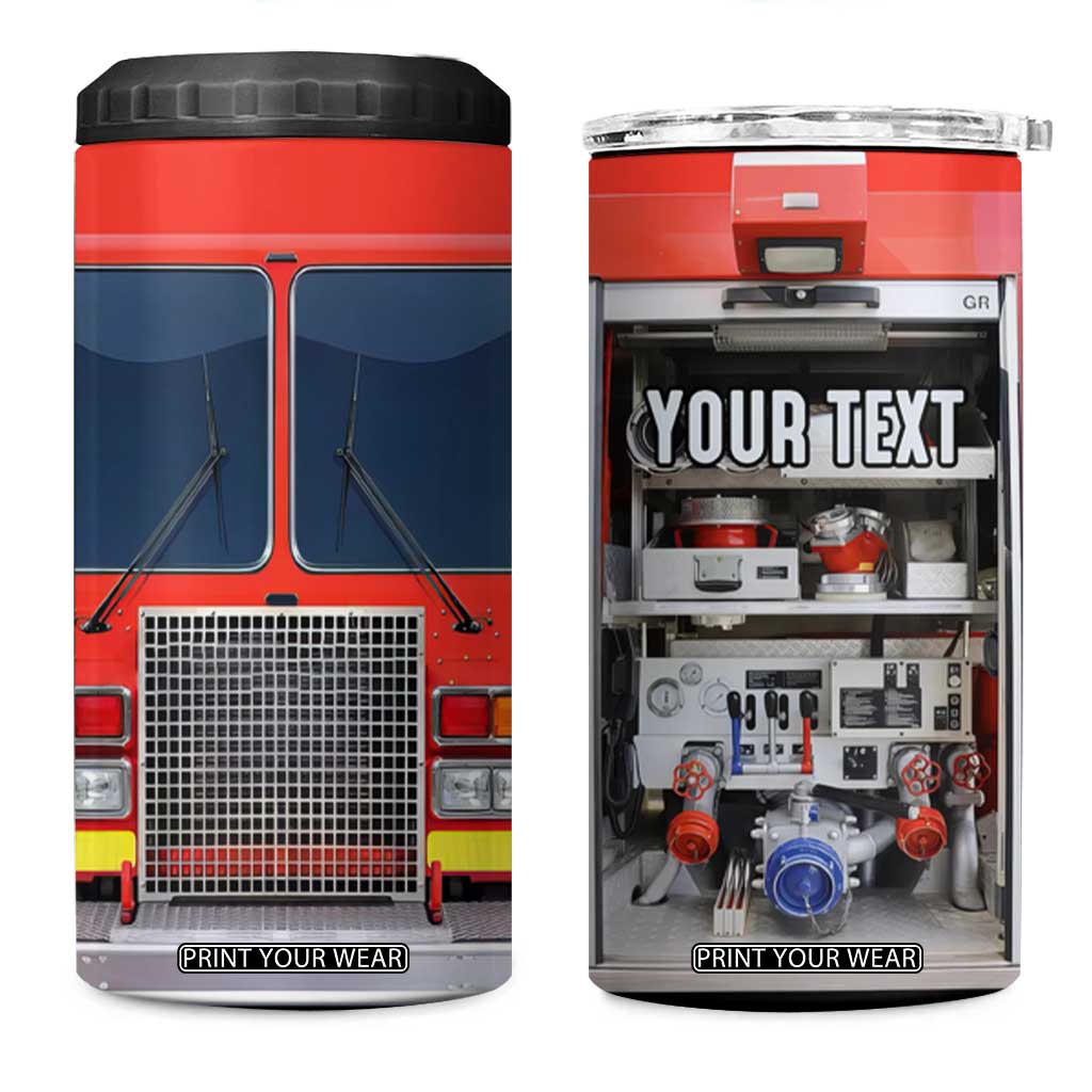 Firetruck 4 in 1 Can Cooler Tumbler Personalized TS04 One Size: 16 oz Multicolor Print Your Wear