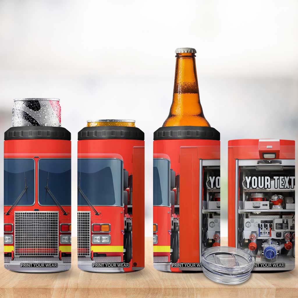Firetruck 4 in 1 Can Cooler Tumbler Personalized TS04 Print Your Wear