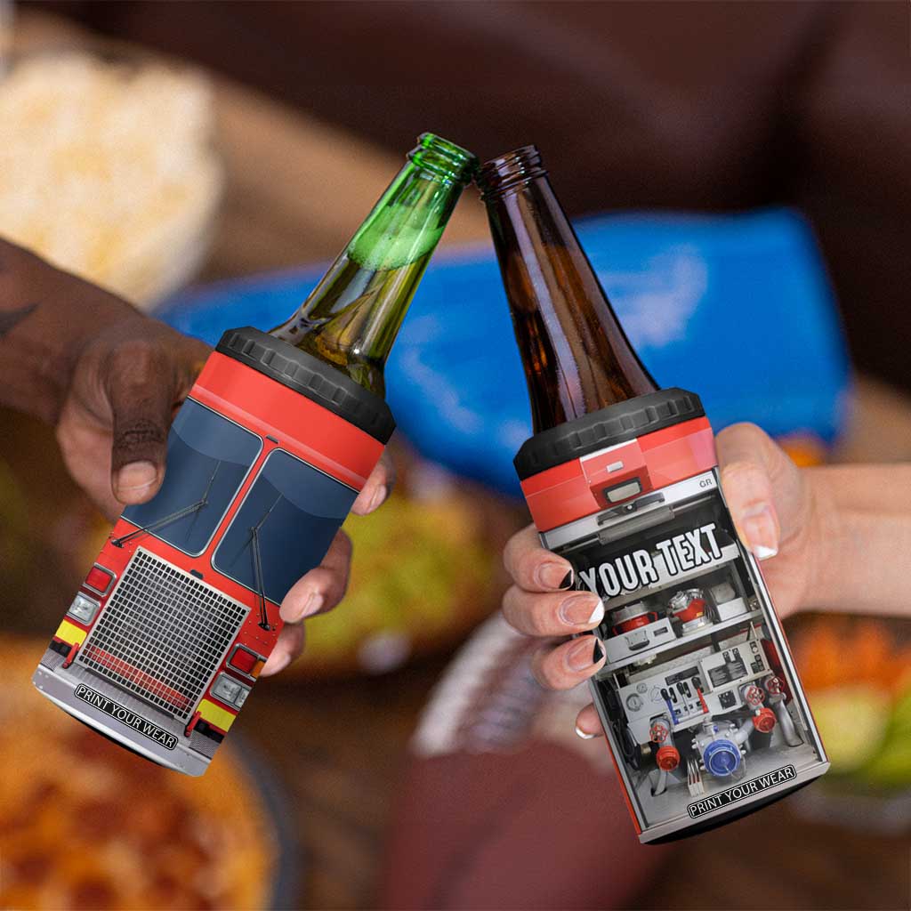 Firetruck 4 in 1 Can Cooler Tumbler Personalized TS04 Print Your Wear