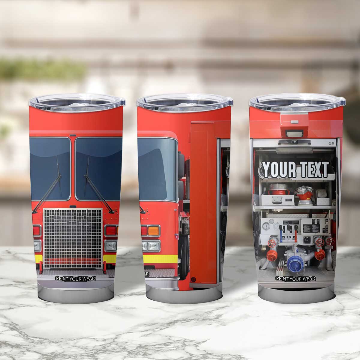 Firetruck Tumbler Cup Personalized TS04 Print Your Wear