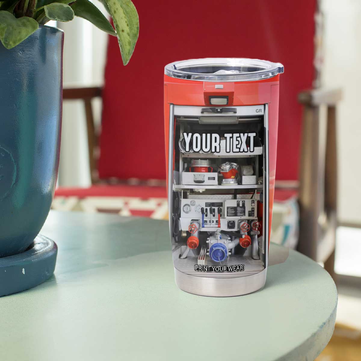 Firetruck Tumbler Cup Personalized TS04 Print Your Wear