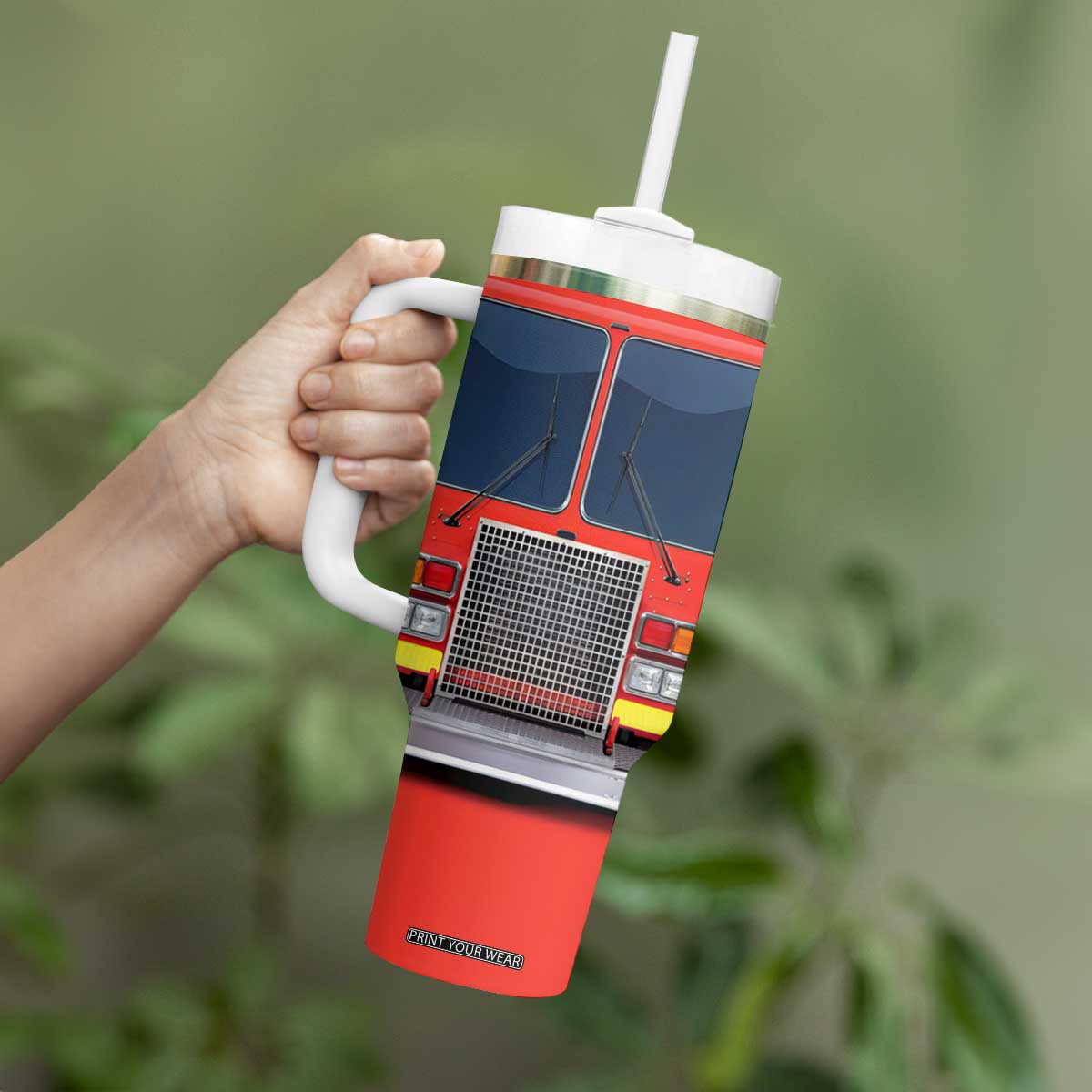 Firetruck Tumbler With Handle Personalized TS04 Print Your Wear