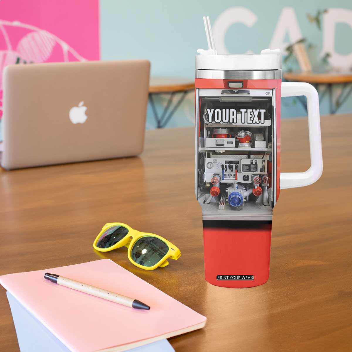 Firetruck Tumbler With Handle Personalized TS04 Print Your Wear