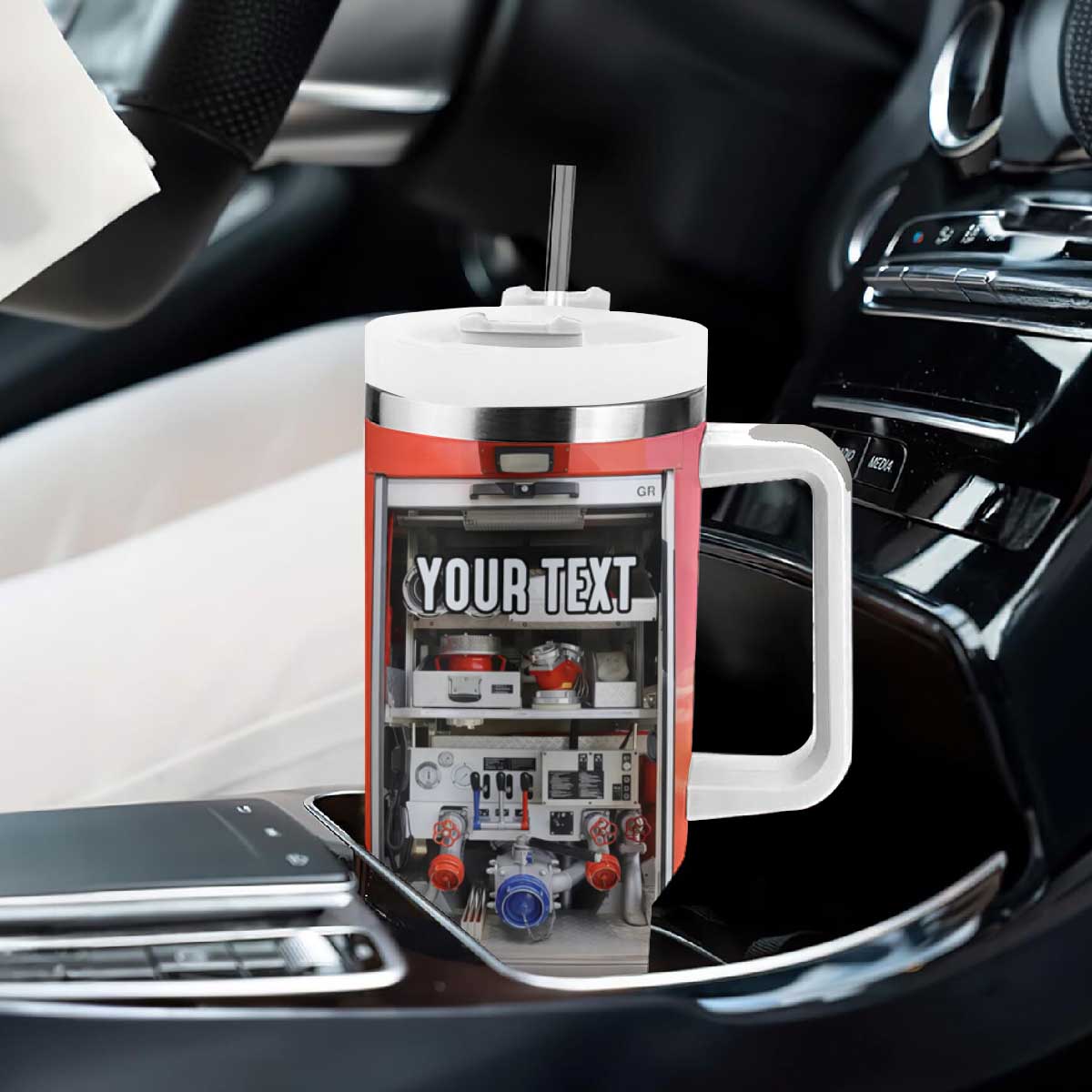 Firetruck Tumbler With Handle Personalized TS04 Print Your Wear