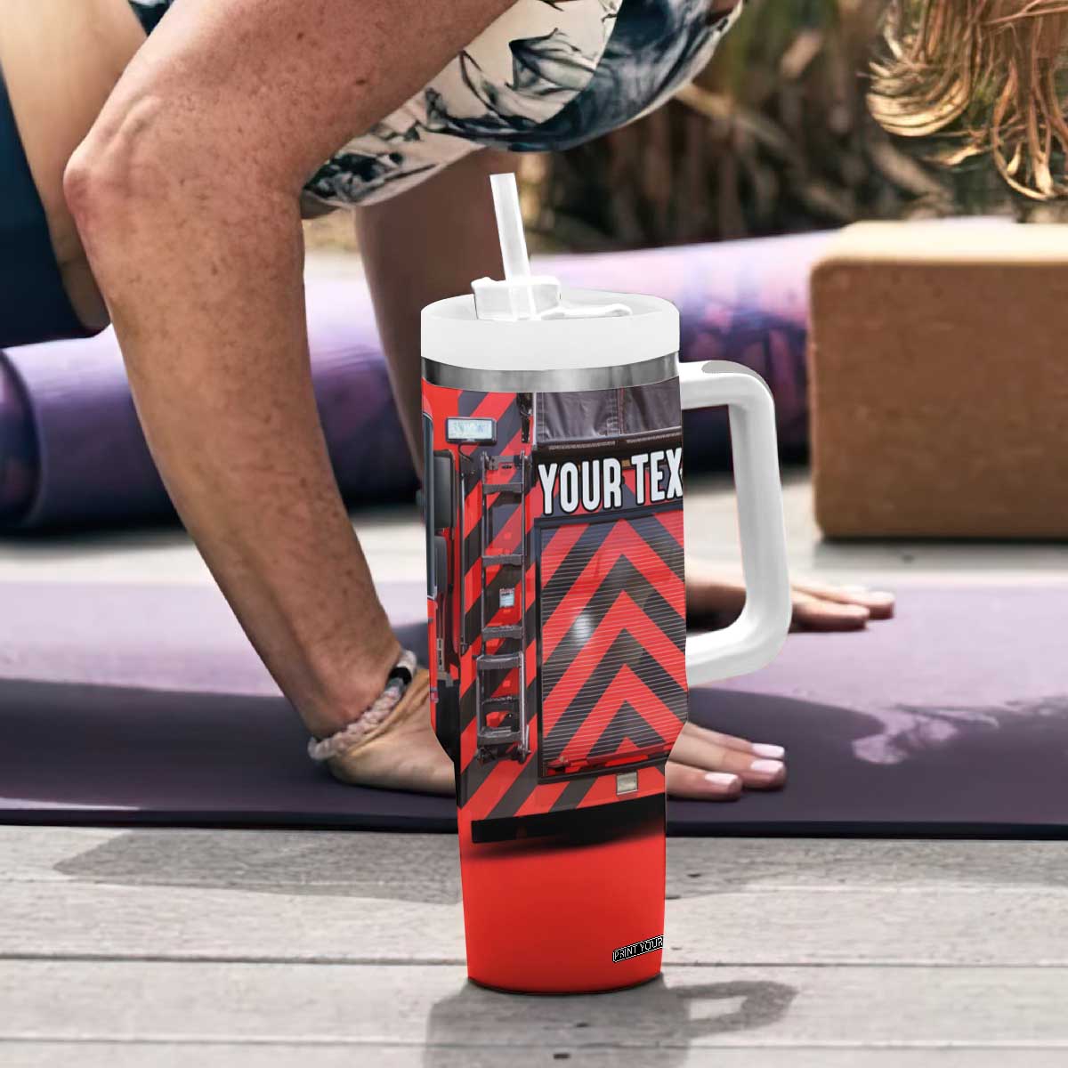 Firetruck Firefighter Tumbler With Handle Personalized TS04 Print Your Wear