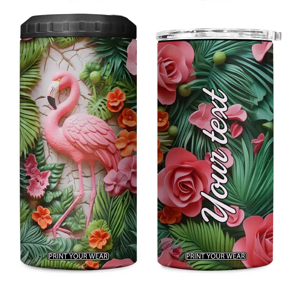 Flamingo Plaster Carving 4 in 1 Can Cooler Tumbler Personalized TS04 One Size: 16 oz Multicolor Print Your Wear