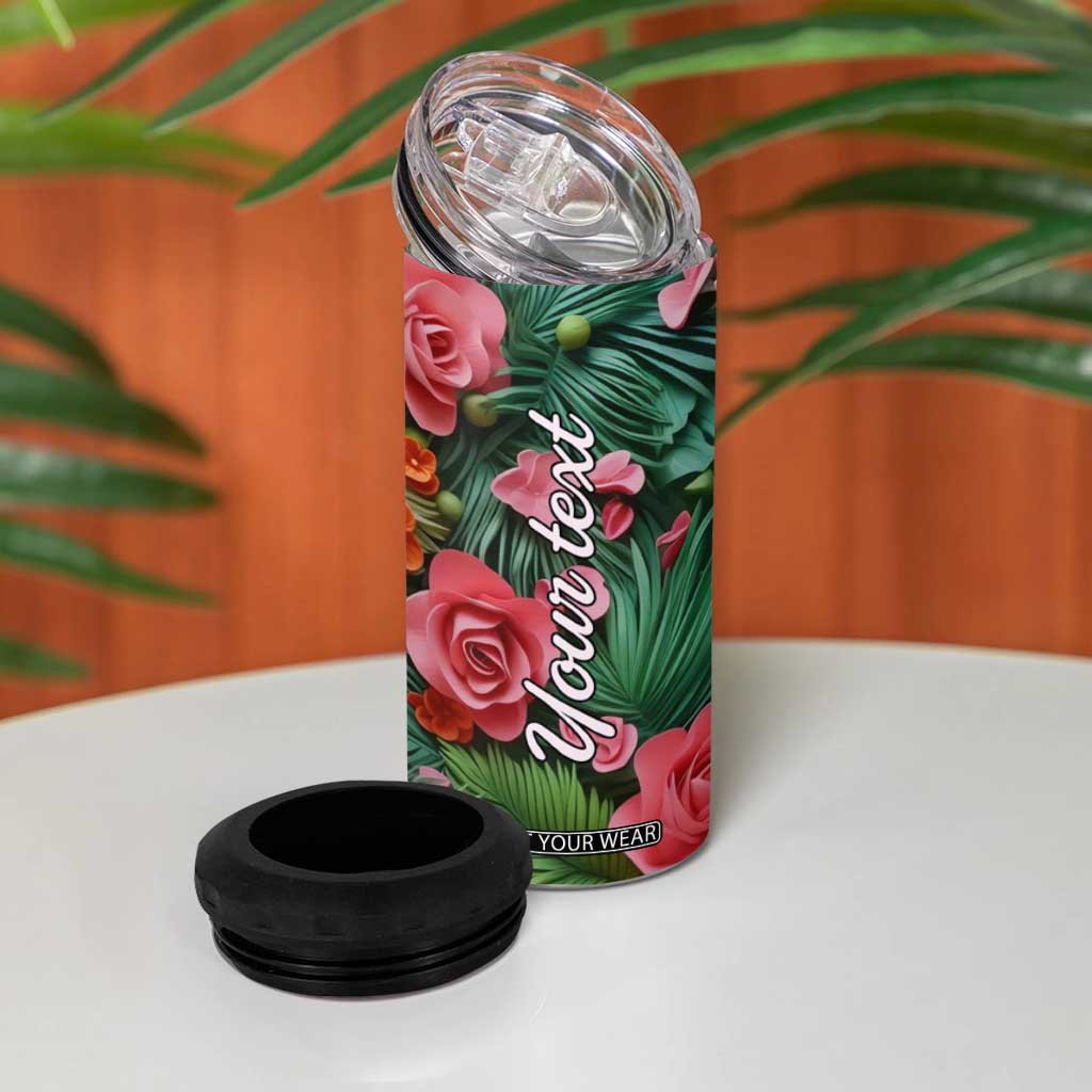 Flamingo Plaster Carving 4 in 1 Can Cooler Tumbler Personalized TS04 Print Your Wear