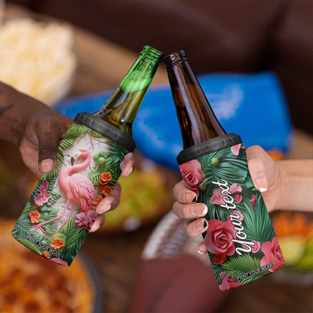 Flamingo Plaster Carving 4 in 1 Can Cooler Tumbler Personalized TS04 Print Your Wear