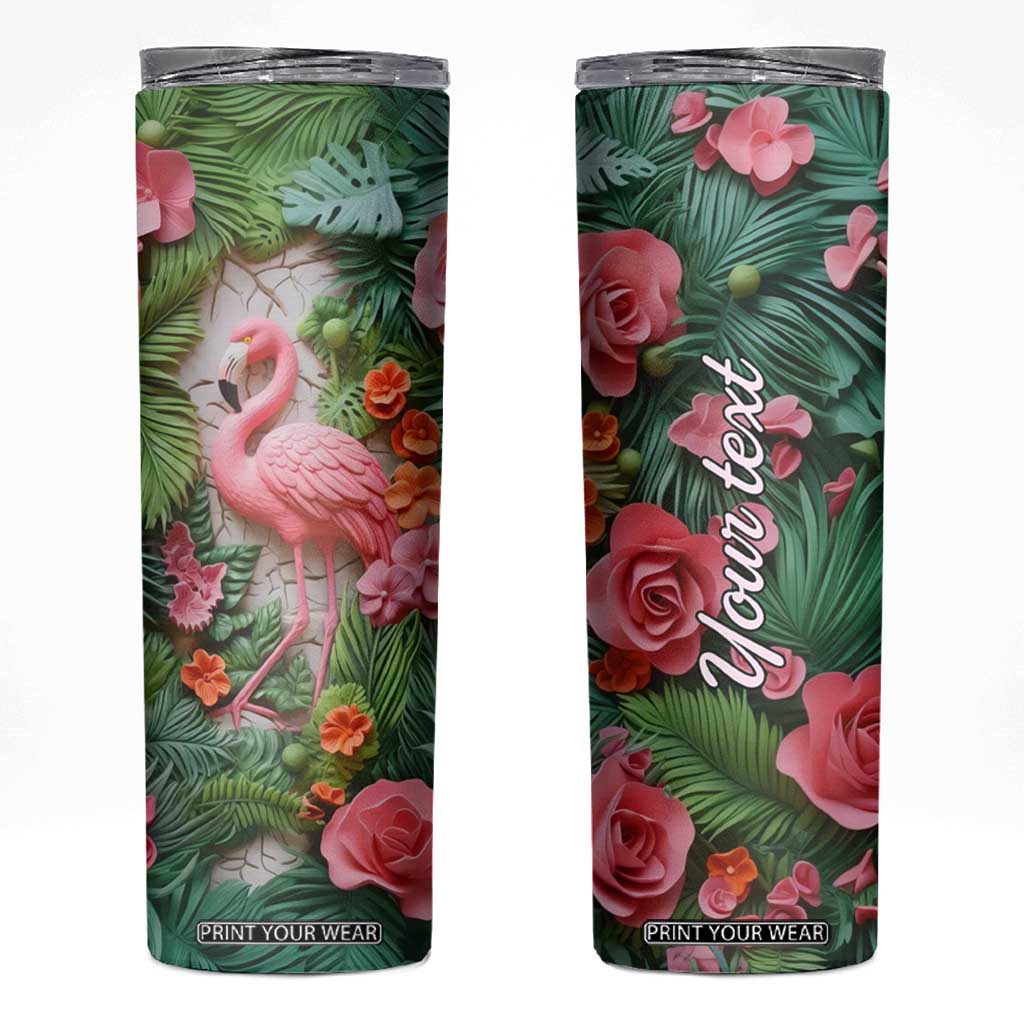Flamingo Plaster Carving Skinny Tumbler Personalized TS04 Multicolor Print Your Wear
