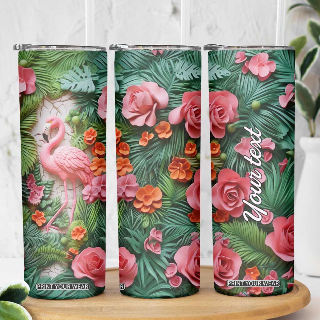 Flamingo Plaster Carving Skinny Tumbler Personalized TS04 Print Your Wear
