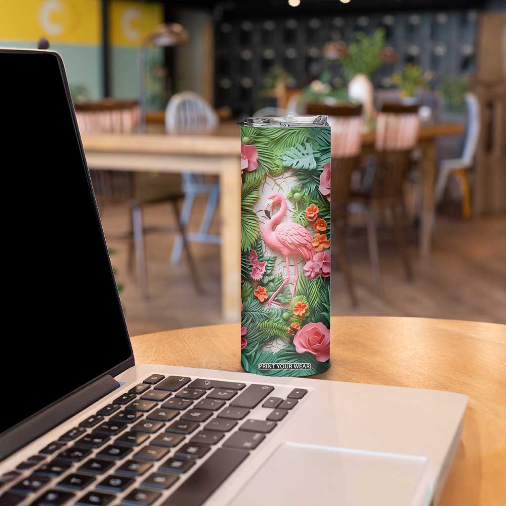 Flamingo Plaster Carving Skinny Tumbler Personalized TS04 Print Your Wear