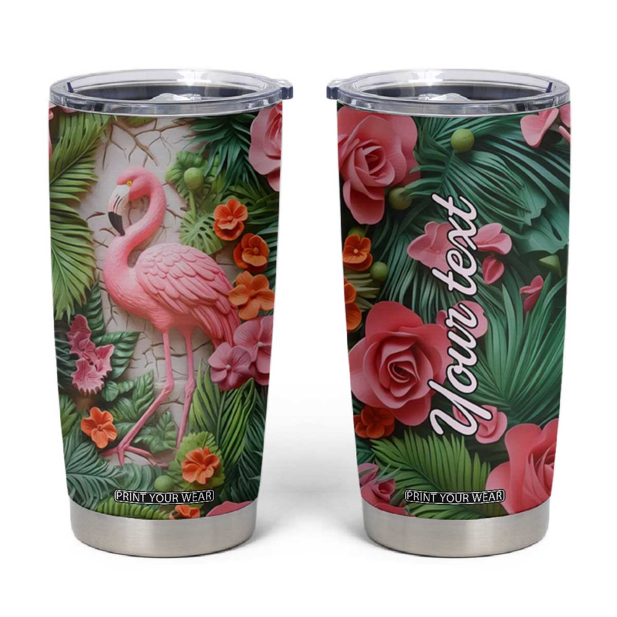 Flamingo Plaster Carving Tumbler Cup Personalized TS04 Multicolor Print Your Wear