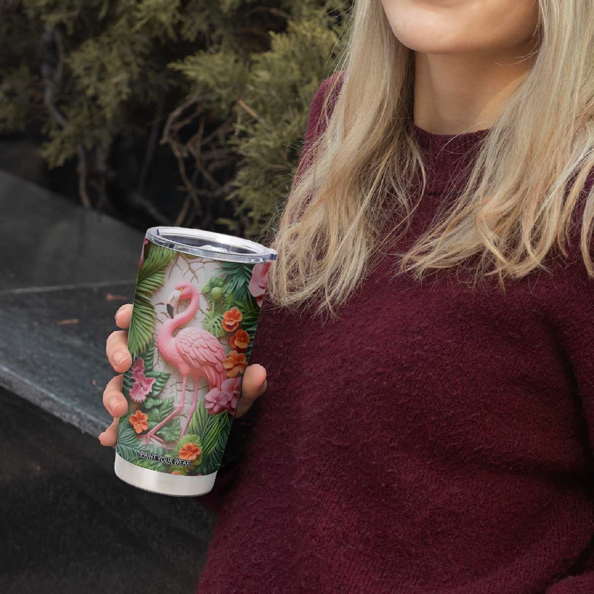 Flamingo Plaster Carving Tumbler Cup Personalized TS04 Print Your Wear