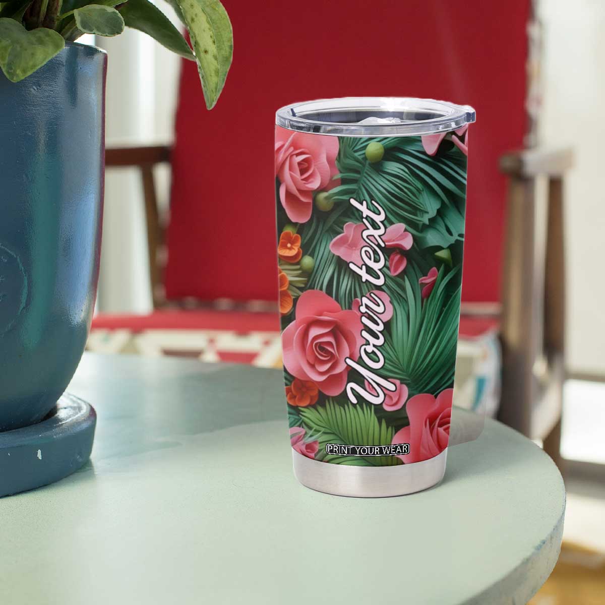 Flamingo Plaster Carving Tumbler Cup Personalized TS04 Print Your Wear