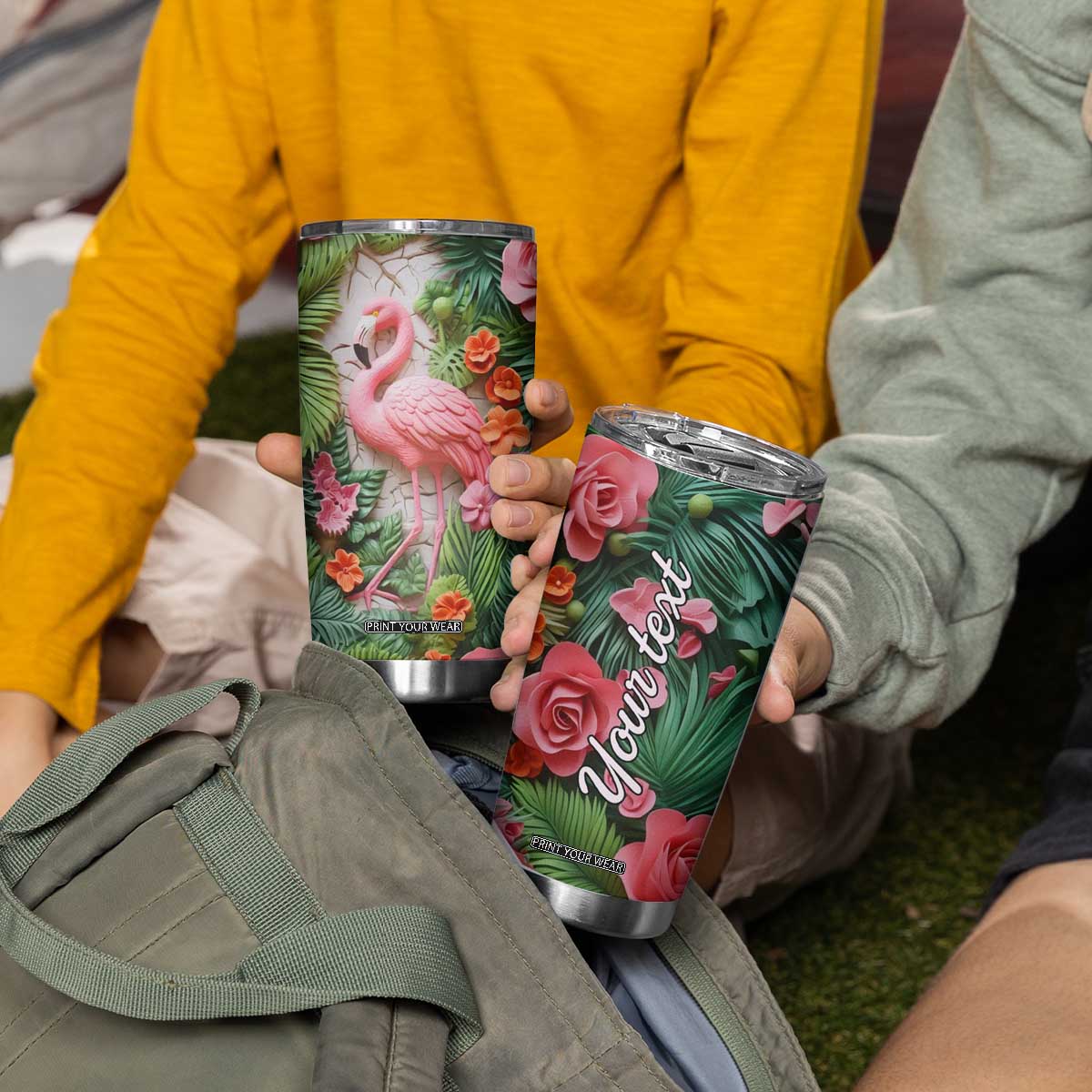 Flamingo Plaster Carving Tumbler Cup Personalized TS04 Print Your Wear