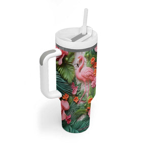 Flamingo Plaster Carving Tumbler With Handle Personalized TS04 Print Your Wear