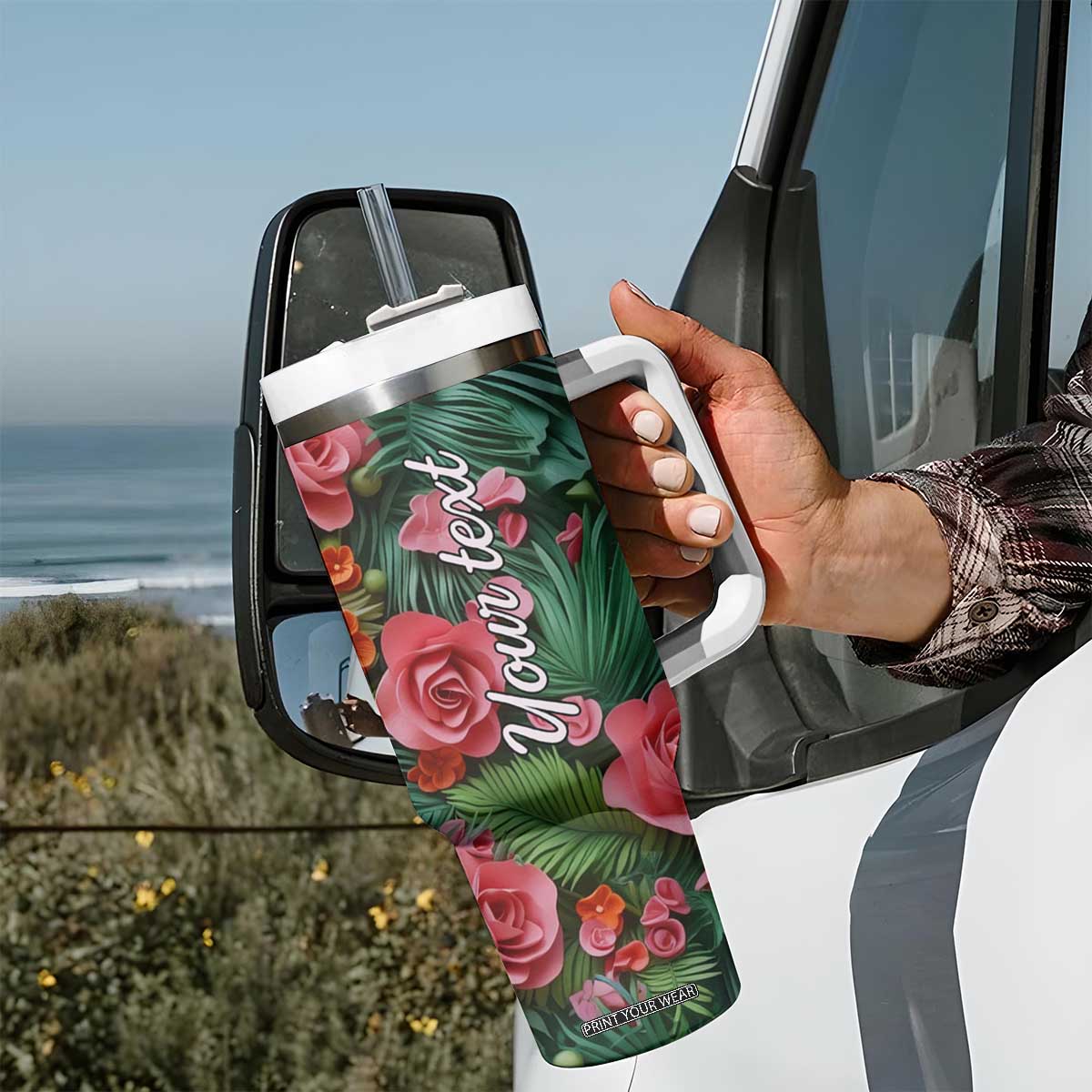 Flamingo Plaster Carving Tumbler With Handle Personalized TS04 Print Your Wear